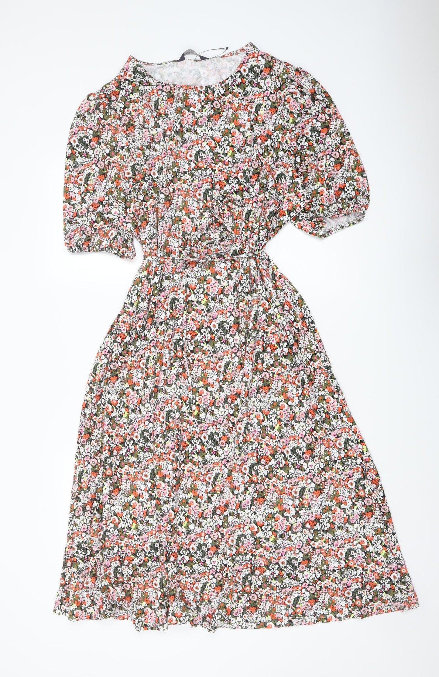 Marks and Spencer Womens Multicoloured Floral Viscose A-Line Size 22 Round Neck Pullover