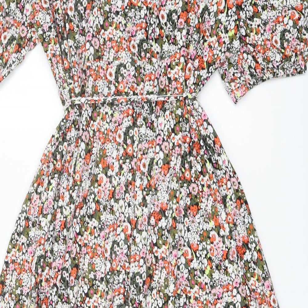 Marks and Spencer Womens Multicoloured Floral Viscose A-Line Size 22 Round Neck Pullover