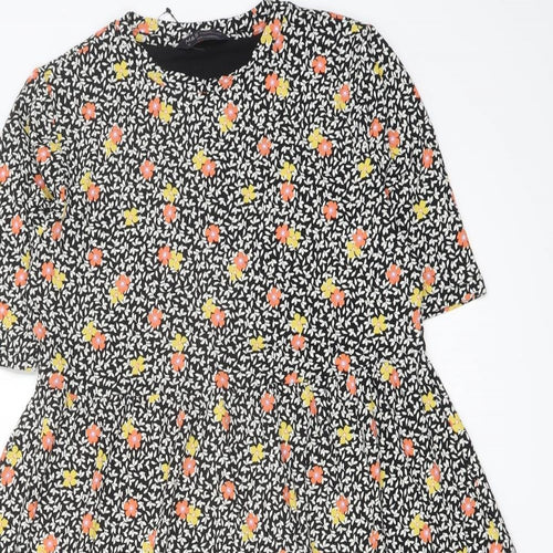 Marks and Spencer Womens Multicoloured Floral Viscose A-Line Size 10 Crew Neck Pullover