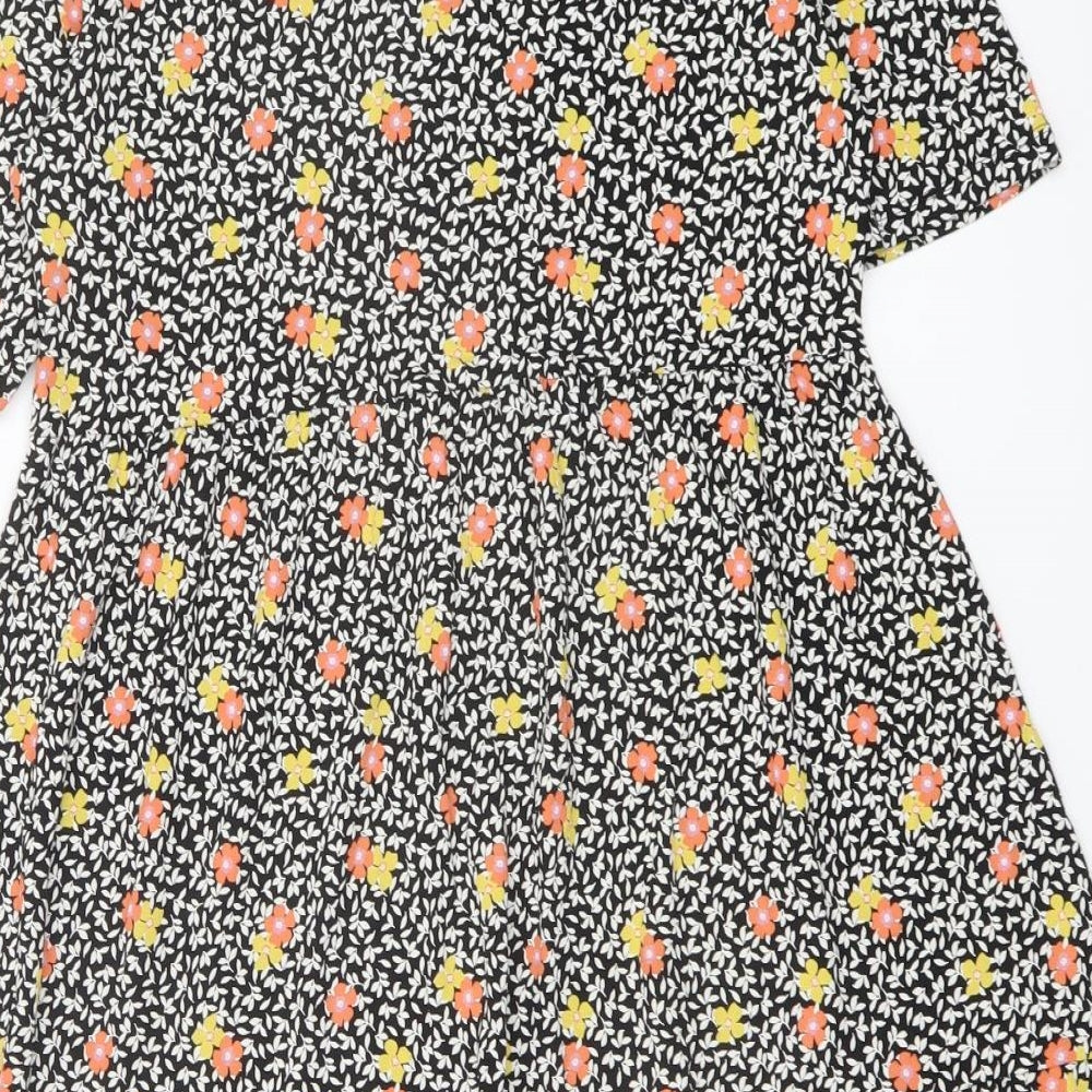 Marks and Spencer Womens Multicoloured Floral Viscose A-Line Size 10 Crew Neck Pullover