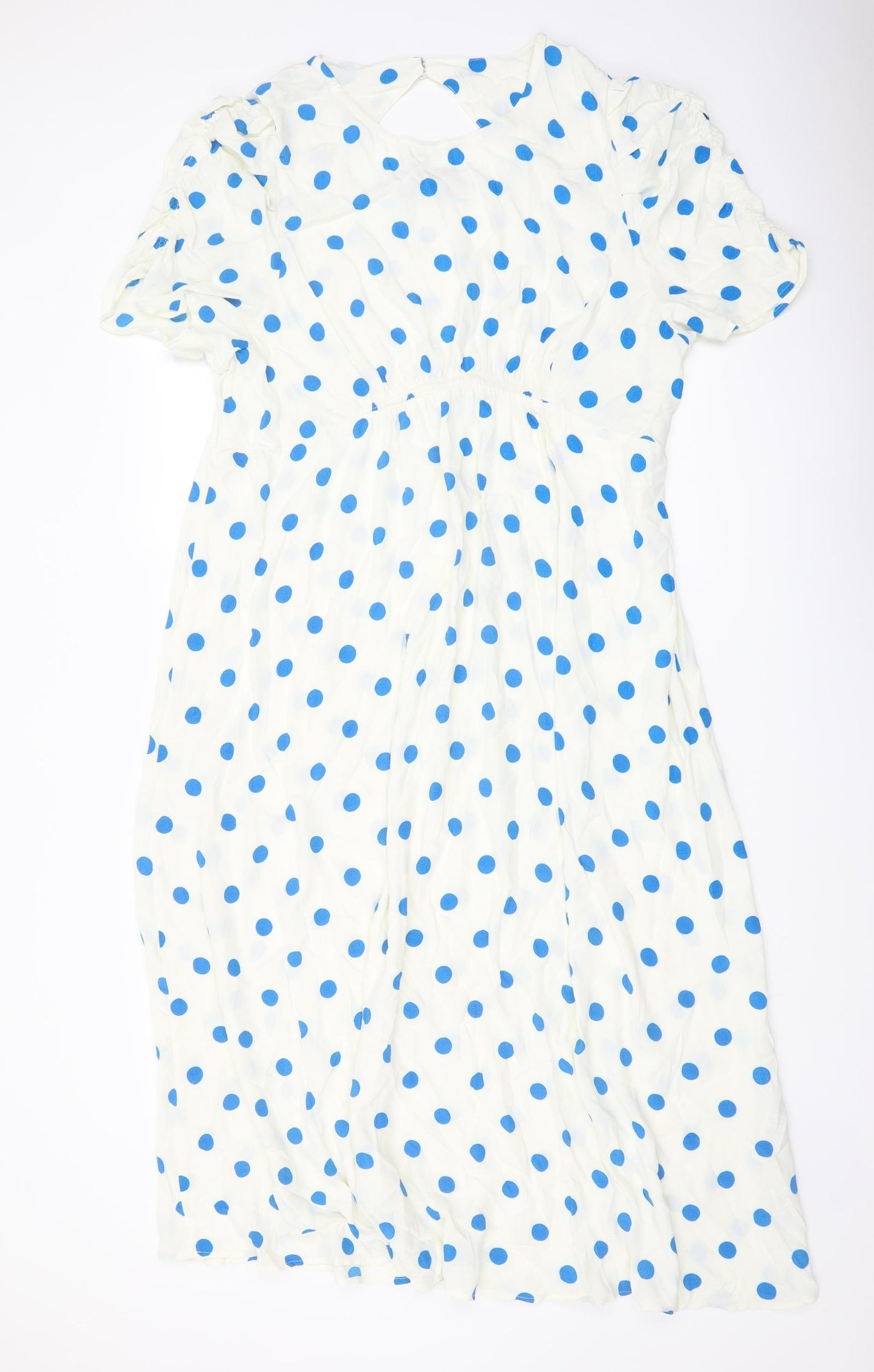 Marks and# Womens Ivory Polka Dot Viscose A-Line Size 22 V-Neck Zip