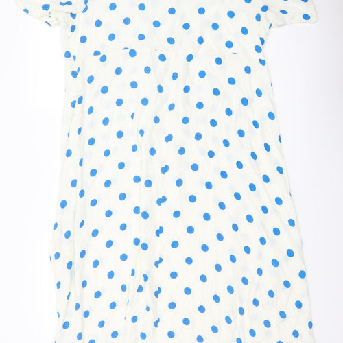 Marks and# Womens Ivory Polka Dot Viscose A-Line Size 22 V-Neck Zip