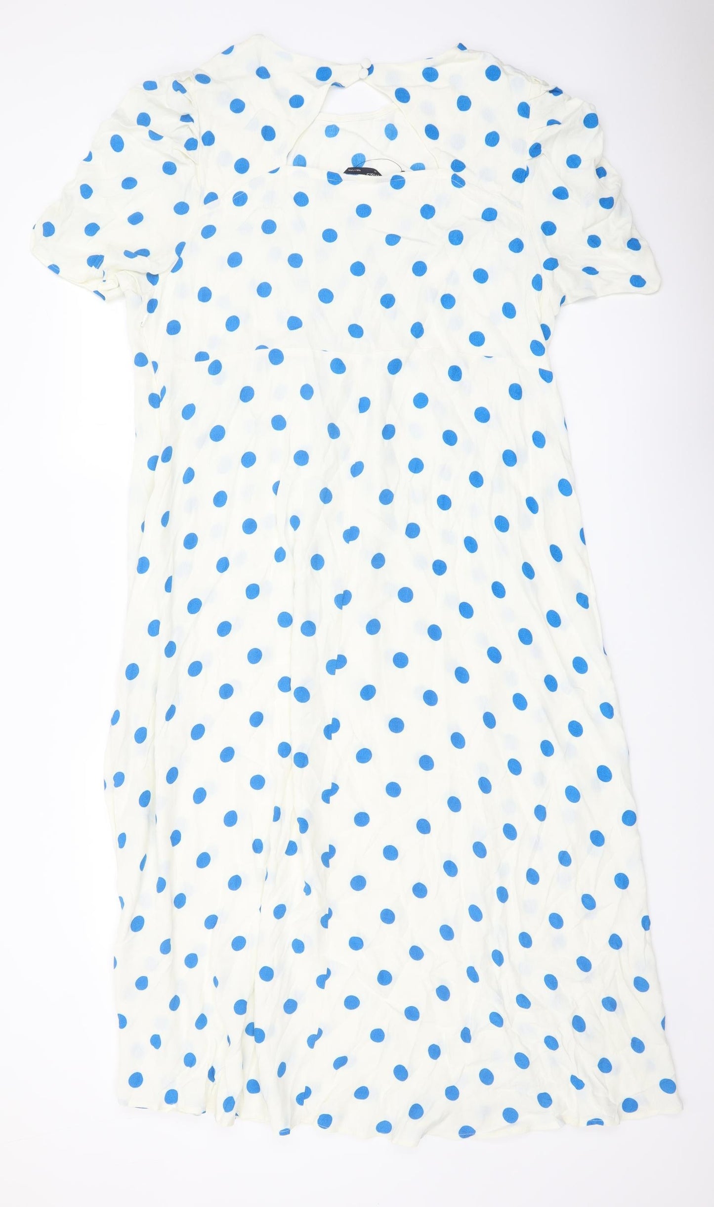 Marks and# Womens Ivory Polka Dot Viscose A-Line Size 22 V-Neck Zip