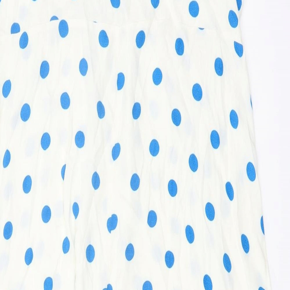 Marks and# Womens Ivory Polka Dot Viscose A-Line Size 22 V-Neck Zip