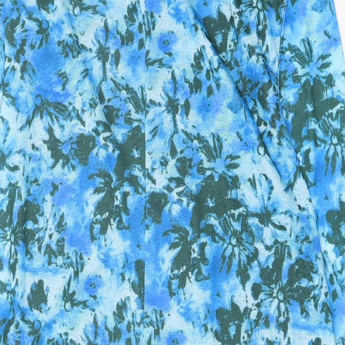 Marks and Spencer Womens Blue Geometric Polyester A-Line Size 16 Boat Neck Pullover