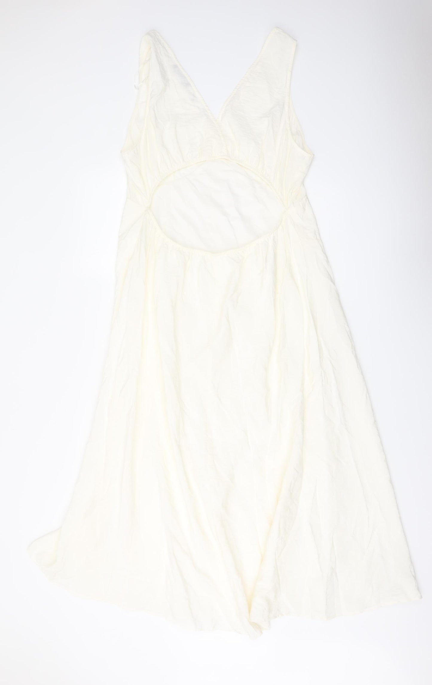 Marks and Spencer Womens Ivory Viscose A-Line Size 16 V-Neck Pullover