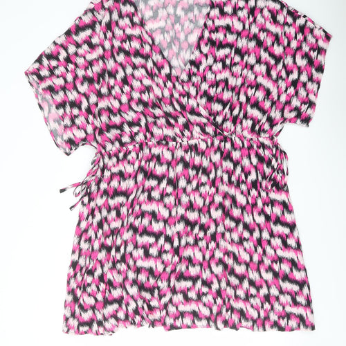 Marks and Spencer Womens Pink Geometric Viscose A-Line Size 24 V-Neck Pullover