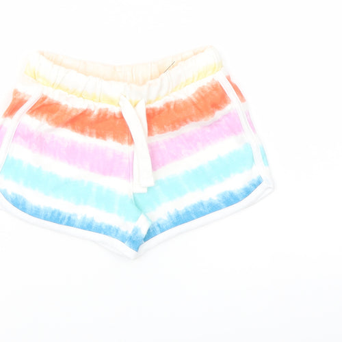 Marks and Girls Multicoloured Striped Cotton Sweat Shorts Size 3-4 Years Regular Drawstring
