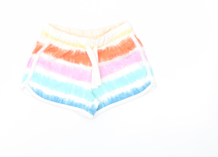 Marks and Girls Multicoloured Striped Cotton Sweat Shorts Size 3-4 Years Regular Drawstring