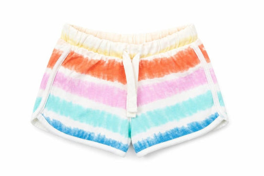 Marks and Girls Multicoloured Striped Cotton Sweat Shorts Size 3-4 Years Regular Drawstring