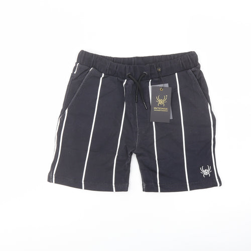 Intense Boys Blue Striped Cotton Sweat Shorts Size 13-14 Years Regular Drawstring
