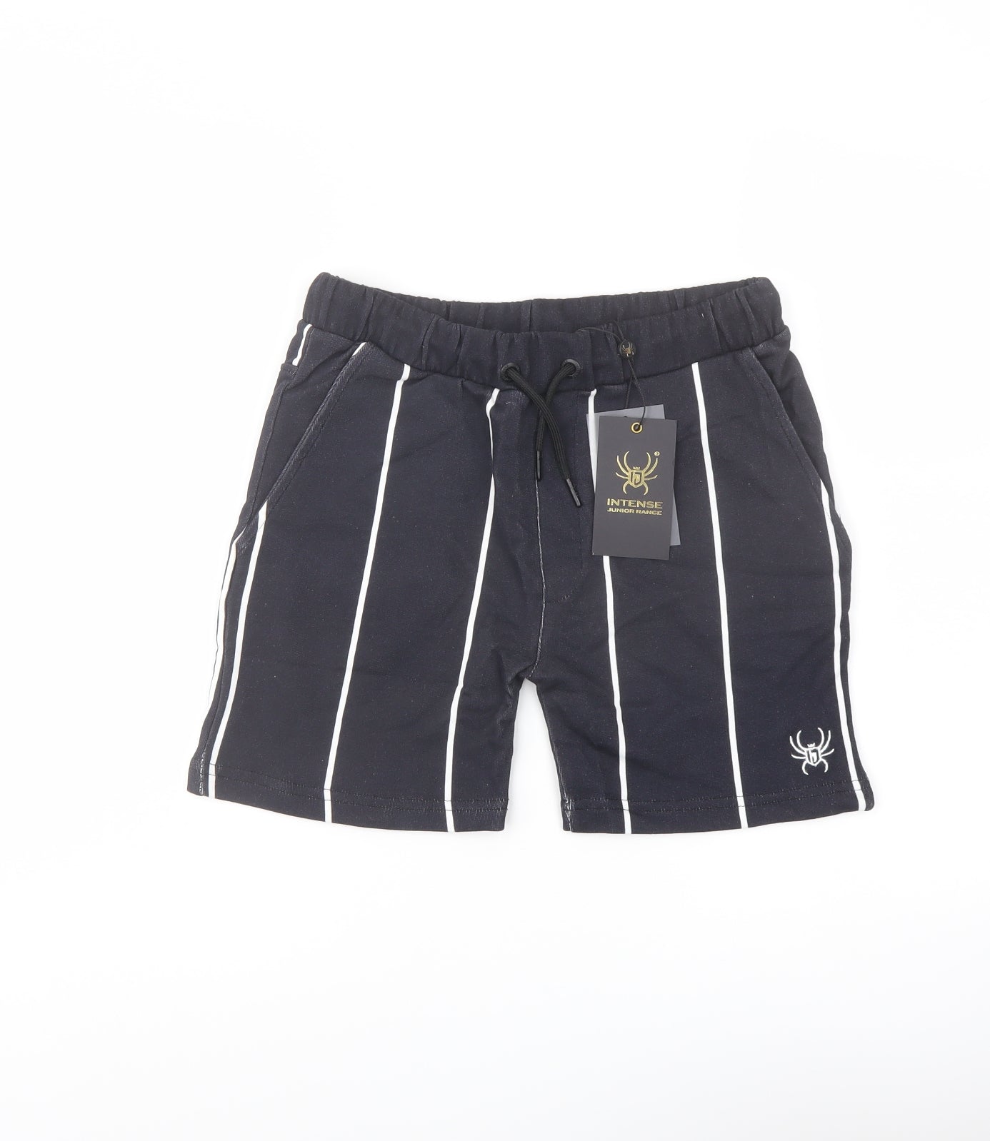 Intense Boys Blue Striped Cotton Sweat Shorts Size 13-14 Years Regular Drawstring