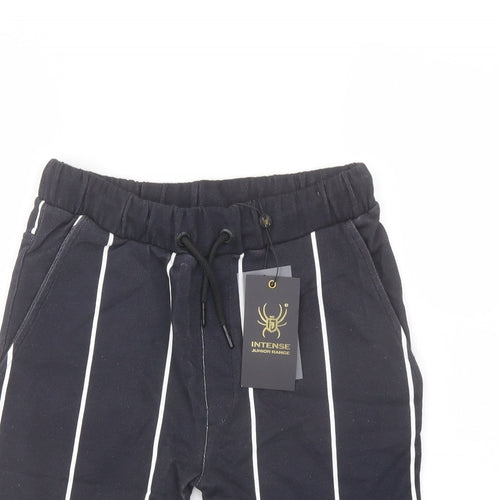 Intense Boys Blue Striped Cotton Sweat Shorts Size 13-14 Years Regular Drawstring