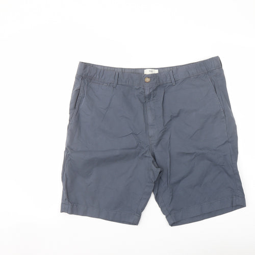Marks and Spencer Mens Blue Cotton Chino Shorts Size 40 in L9 in Regular Button