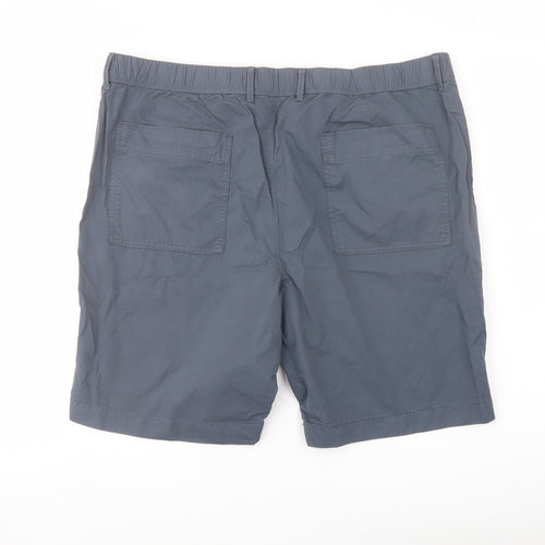 Marks and Spencer Mens Blue Cotton Chino Shorts Size 40 in L9 in Regular Button