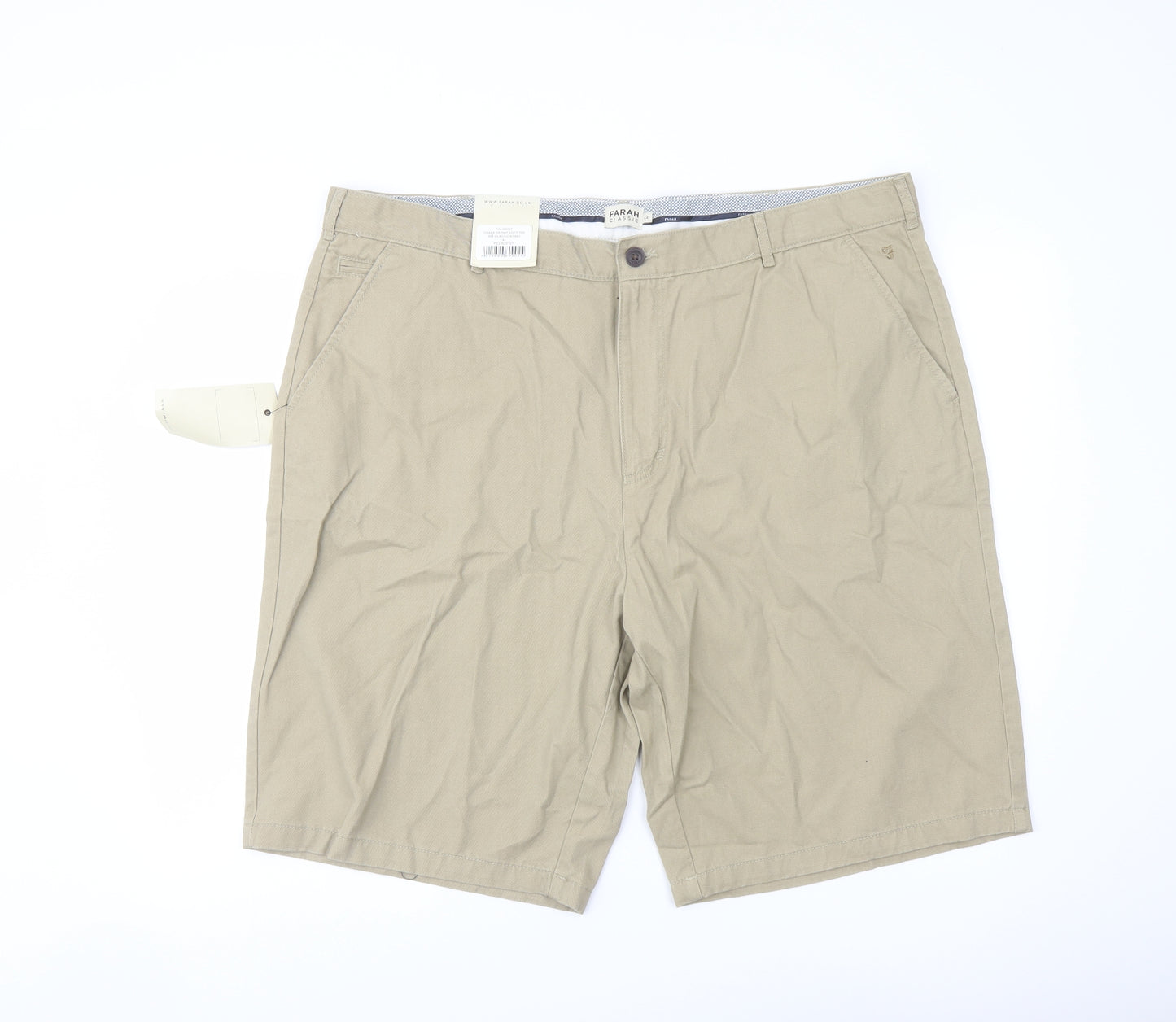 Farah Mens Beige Cotton Chino Shorts Size 44 in L12 in Regular Button