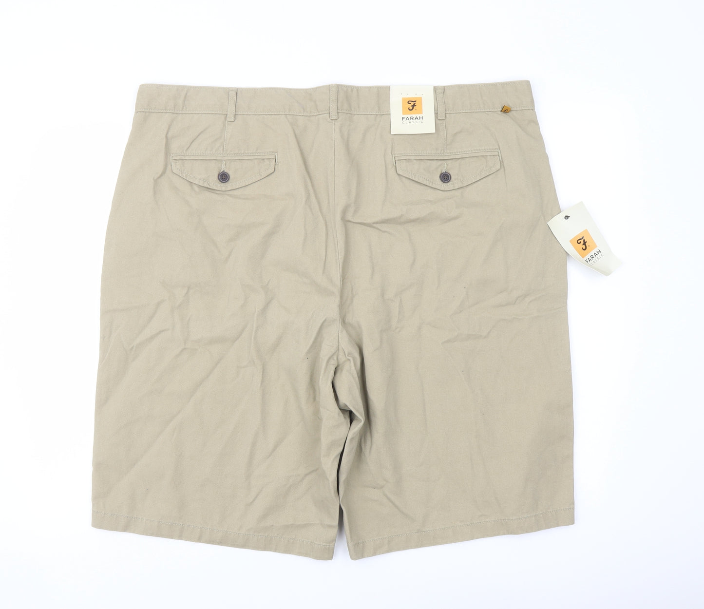 Farah Mens Beige Cotton Chino Shorts Size 44 in L12 in Regular Button