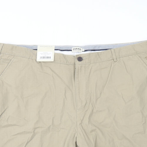 Farah Mens Beige Cotton Chino Shorts Size 44 in L12 in Regular Button