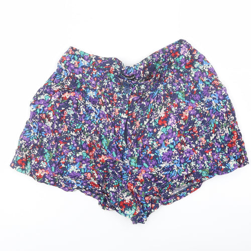 Warehouse Womens Multicoloured Floral Vinyl Basic Shorts Size 8 L3 in Regular Button