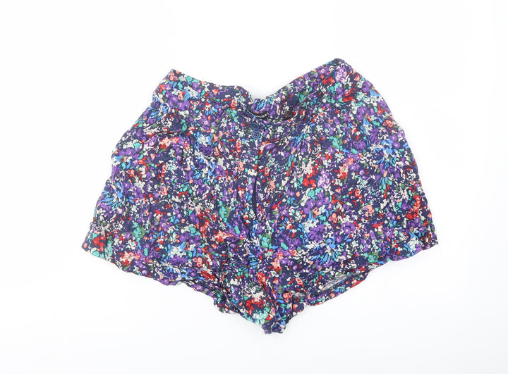 Warehouse Womens Multicoloured Floral Vinyl Basic Shorts Size 8 L3 in Regular Button