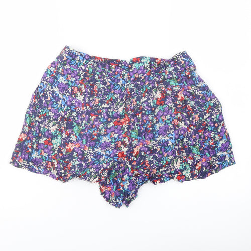 Warehouse Womens Multicoloured Floral Vinyl Basic Shorts Size 8 L3 in Regular Button
