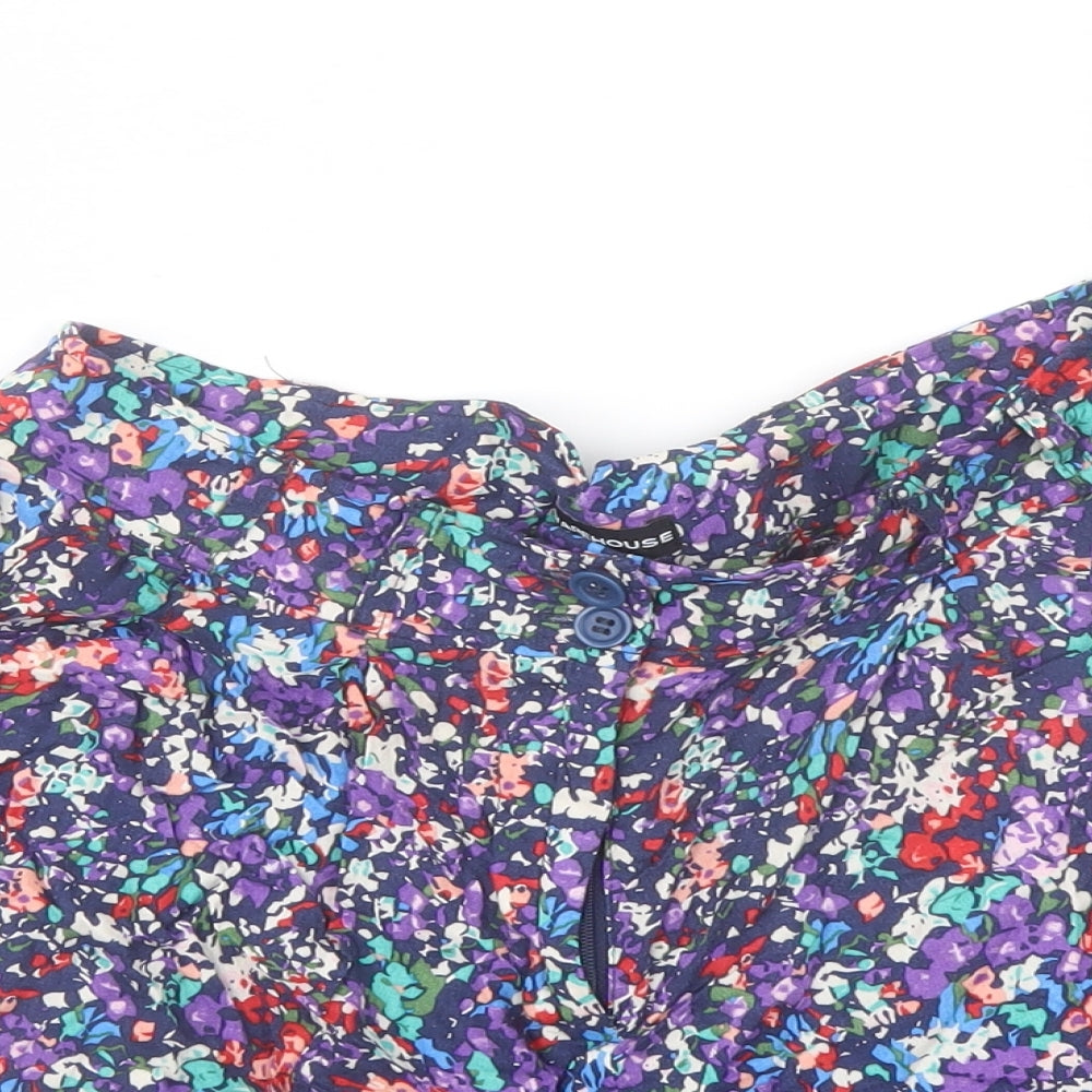 Warehouse Womens Multicoloured Floral Vinyl Basic Shorts Size 8 L3 in Regular Button