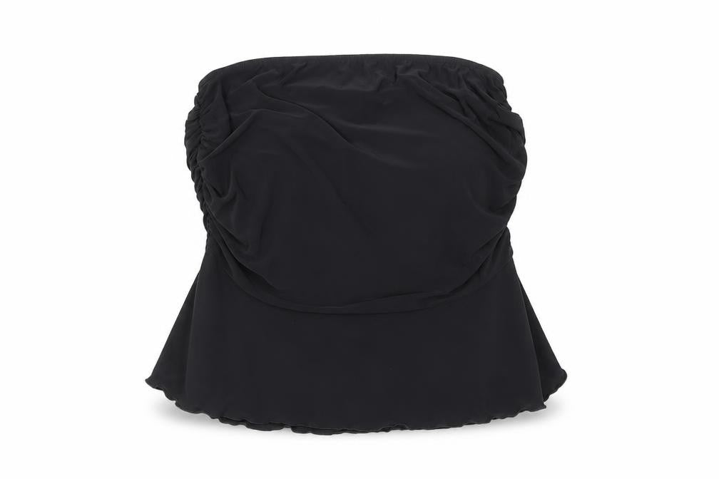 PRETTYLITTLETHING Womens Black Polyester Basic Blouse Size 12 Off the Shoulder