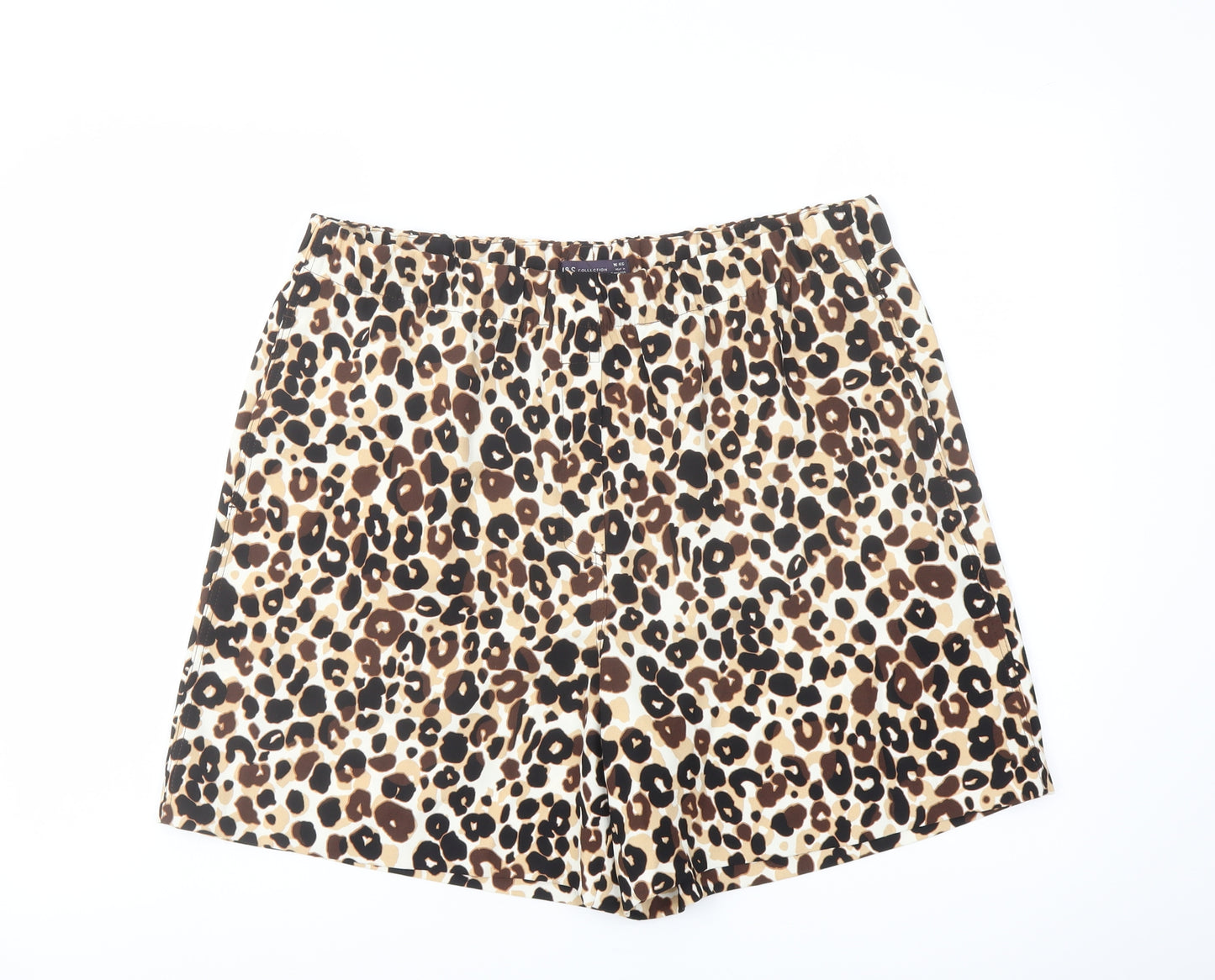 Marks and Spencer Womens Brown Animal Print Polyester Basic Shorts Size 16 L6 in Regular Pull On