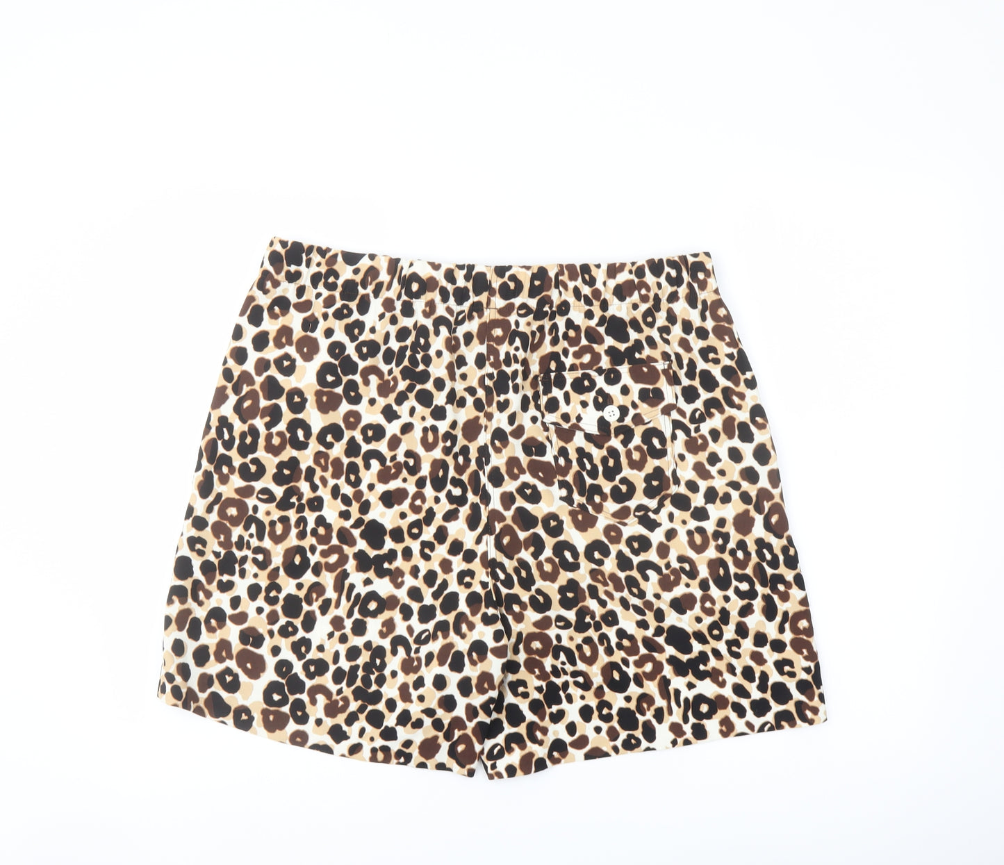 Marks and Spencer Womens Brown Animal Print Polyester Basic Shorts Size 16 L6 in Regular Pull On