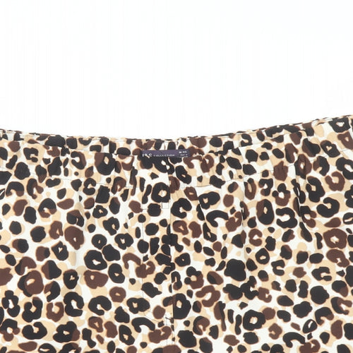 Marks and Spencer Womens Brown Animal Print Polyester Basic Shorts Size 16 L6 in Regular Pull On