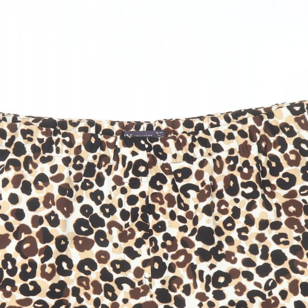 Marks and Spencer Womens Brown Animal Print Polyester Basic Shorts Size 16 L6 in Regular Pull On