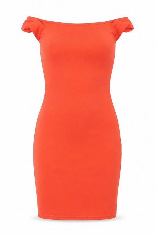 Front view of Boohoo women’s red polyester bodycon, size UK 6, square neck pullover