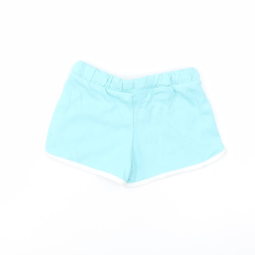 Marks and Spencer Girls Blue Cotton Sweat Shorts Size 5-6 Years Regular Drawstring