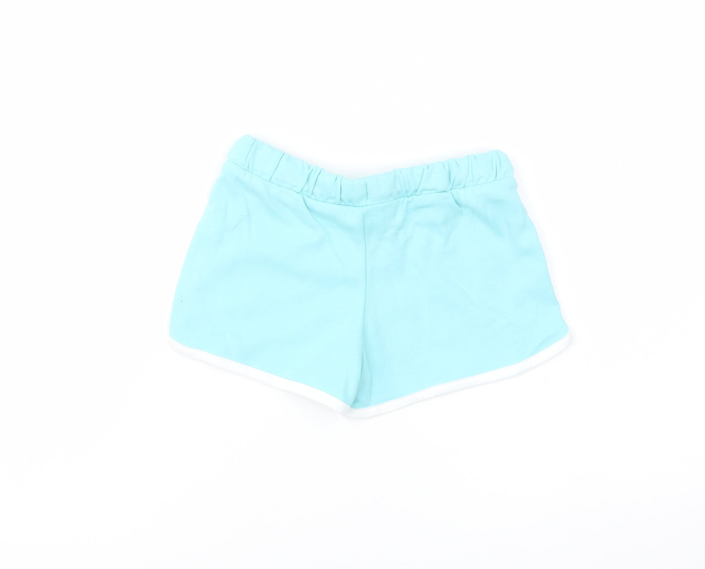 Marks and Spencer Girls Blue Cotton Sweat Shorts Size 5-6 Years Regular Drawstring