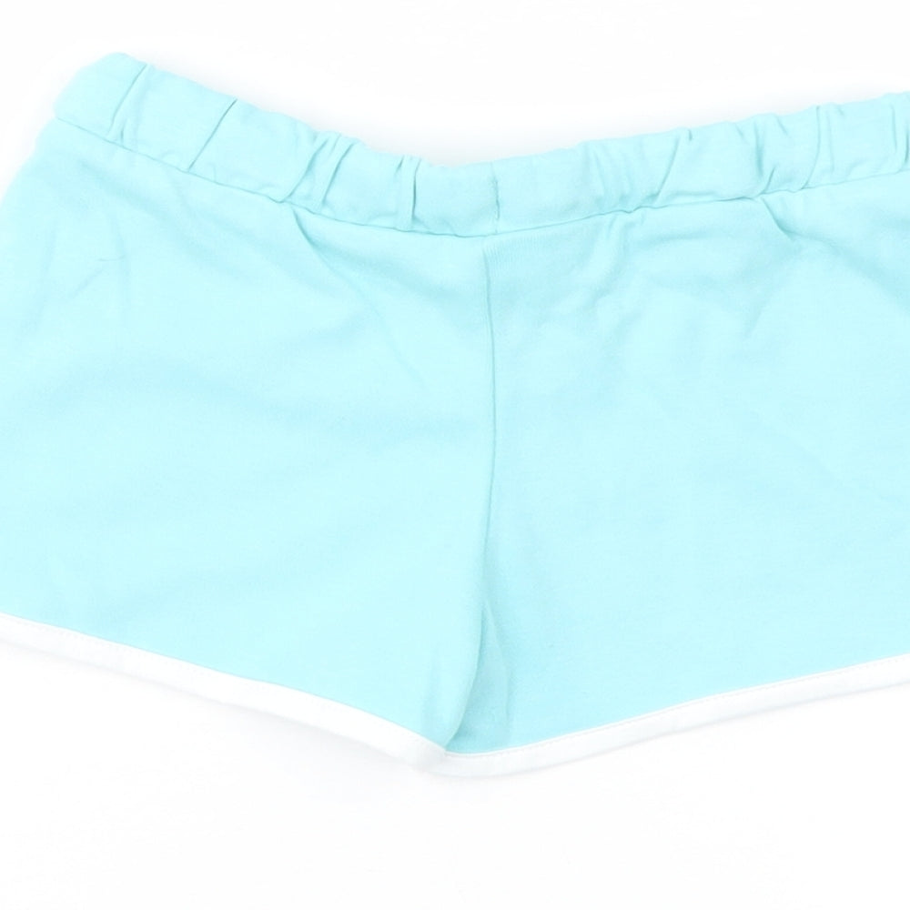 Marks and Spencer Girls Blue Cotton Sweat Shorts Size 5-6 Years Regular Drawstring