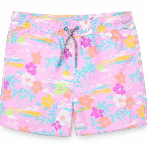 Marks and Spencer Boys Multicoloured Geometric Polyester Sweat Shorts Size 7-8 Years Regular Drawstring - Swim Shorts