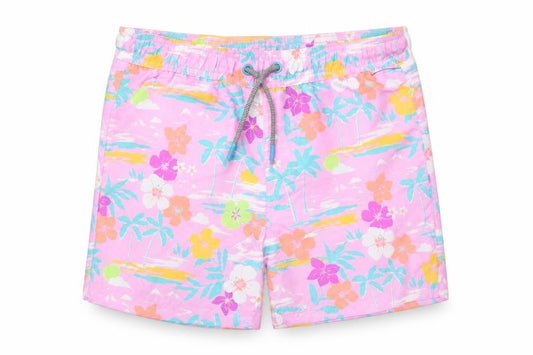 Marks and Spencer Boys Multicoloured Geometric Polyester Sweat Shorts Size 7-8 Years Regular Drawstring - Swim Shorts