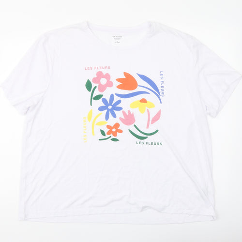 Marks and Spencer Womens White Polyester Basic T-Shirt Size 20 Crew Neck