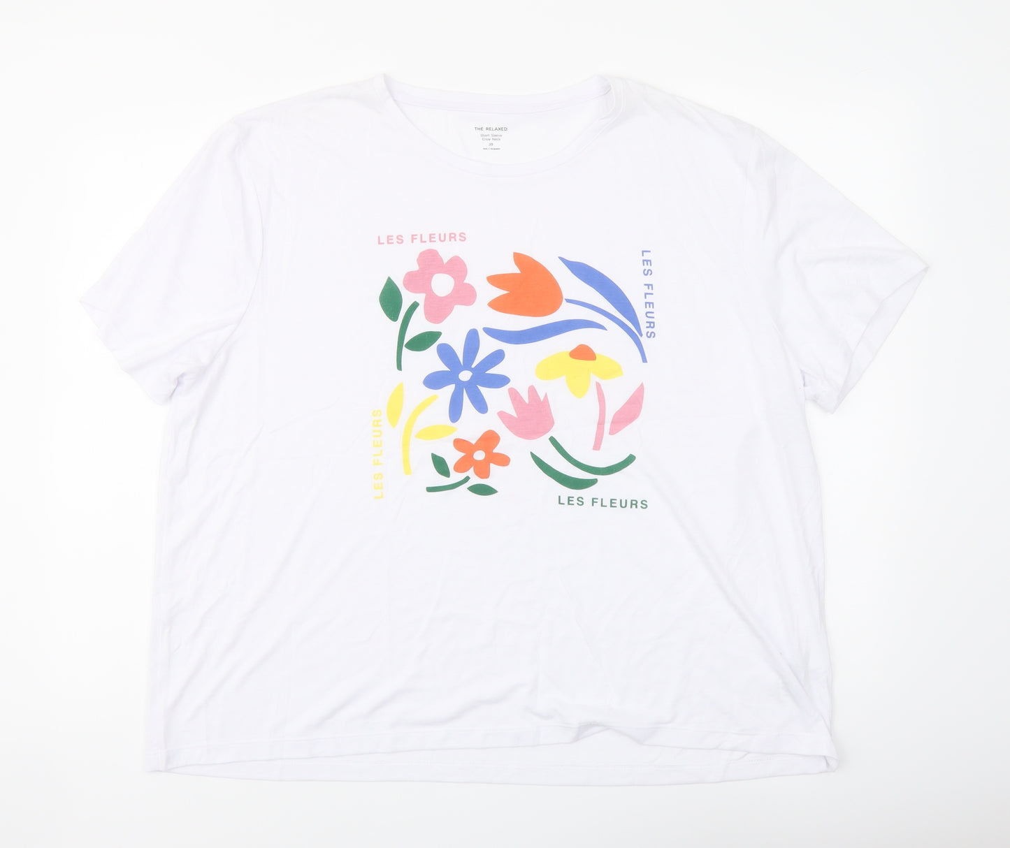 Marks and Spencer Womens White Polyester Basic T-Shirt Size 20 Crew Neck