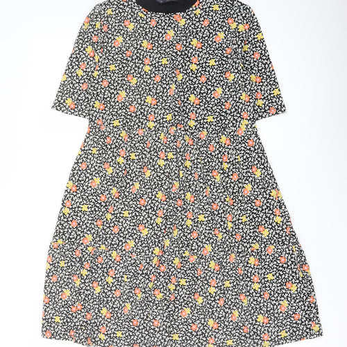 Marks and Spencer Womens Multicoloured Floral Viscose A-Line Size 12 Crew Neck Pullover