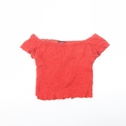 Terranova Womens Red Cotton Cropped Tank Size S Off the Shoulder