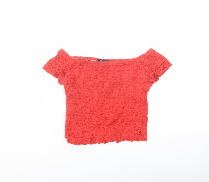 Terranova Womens Red Cotton Cropped Tank Size S Off the Shoulder