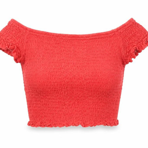 Terranova Womens Red Cotton Cropped Tank Size S Off the Shoulder