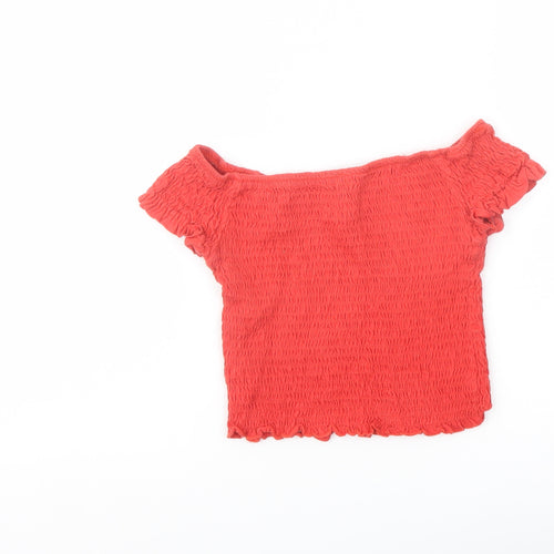Terranova Womens Red Cotton Cropped Tank Size S Off the Shoulder