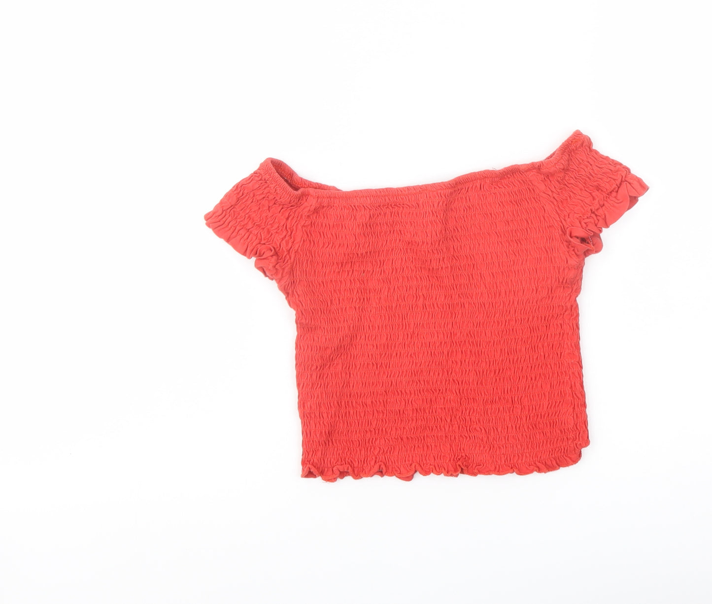 Terranova Womens Red Cotton Cropped Tank Size S Off the Shoulder