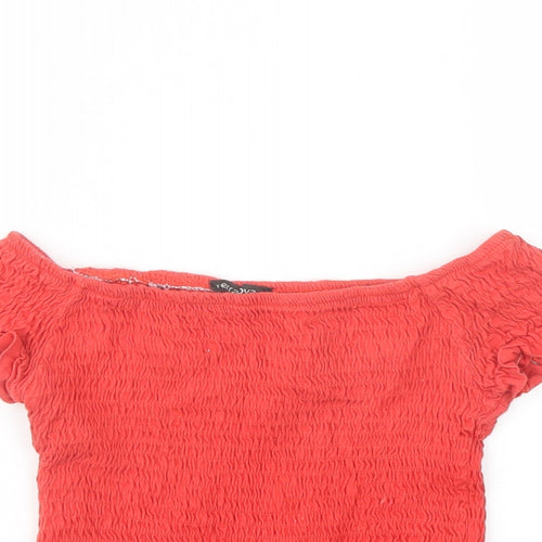Terranova Womens Red Cotton Cropped Tank Size S Off the Shoulder
