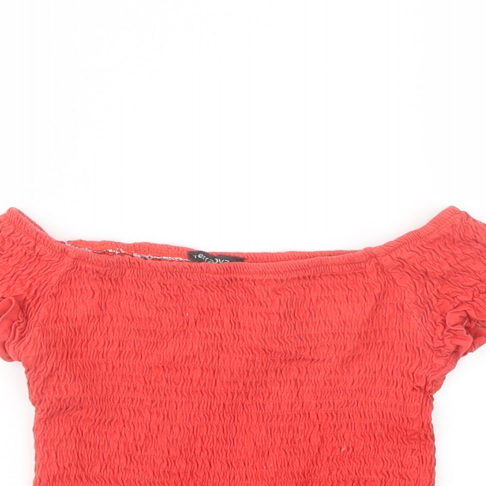 Terranova Womens Red Cotton Cropped Tank Size S Off the Shoulder