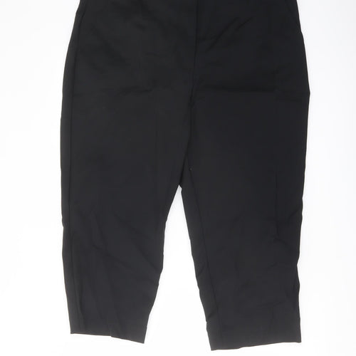 Marks and Spencer Womens Black Cotton Cropped Trousers Size 20 L21 in Regular Button