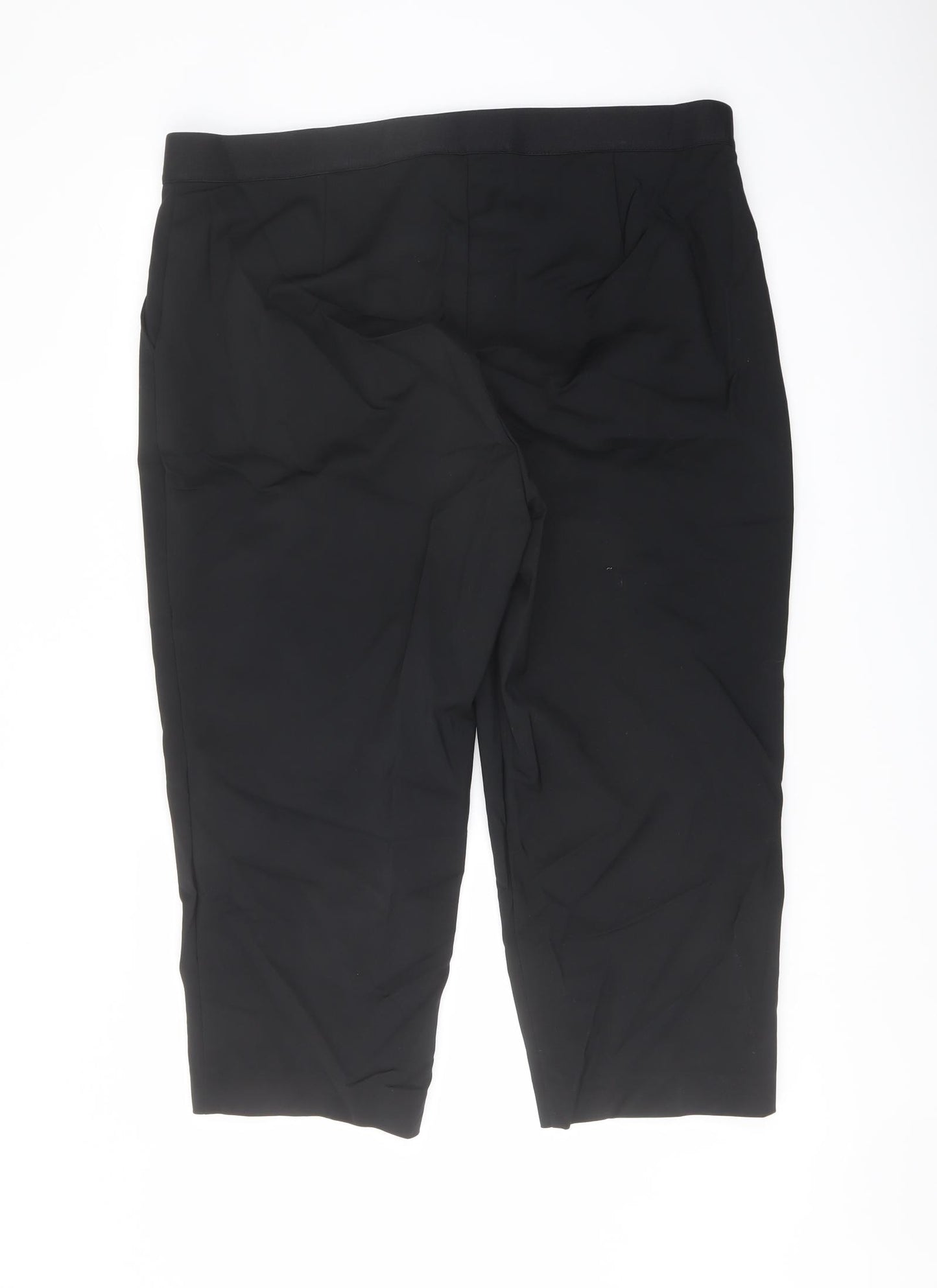 Marks and Spencer Womens Black Cotton Cropped Trousers Size 20 L21 in Regular Button