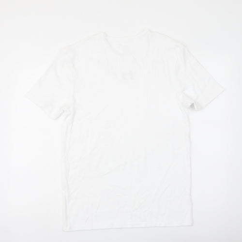 Marks and Spencer Mens White Cotton T-Shirt Size M Crew Neck